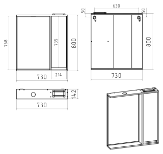 Зеркальный шкаф с подсветкой Brevita Balaton BAL-04075-01-01П правый 75см белый/серый